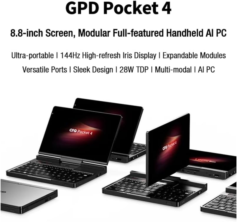 Mini laptop, 8.8-inch touchscreen, aluminum alloy casing, UMPC, Windows 11 operating system, AMD Ryzen AI 9 HX 370 processor