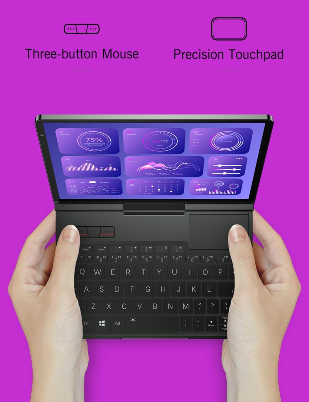 Mini laptop, 8.8-inch touchscreen, aluminum alloy casing, UMPC, Windows 11 operating system, AMD Ryzen AI 9 HX 370 processor